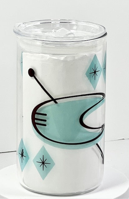 MCM Crescent Moon Glass with Drinking Lid and Straw