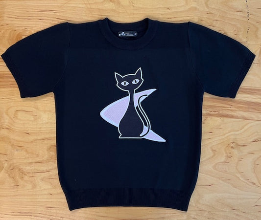 MCM Atomic Bettie Cat Boomerang Black Sweater