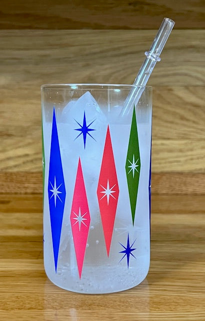 MCM Multi-Colored Starburst Cooler Glass