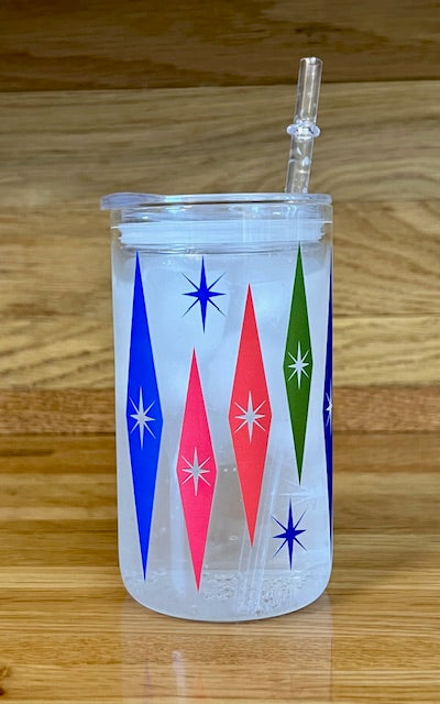 MCM Multi-Colored Starburst Cooler Glass