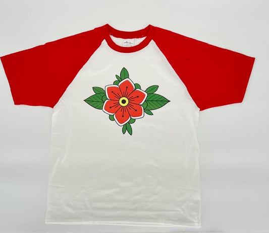 Traditional Flower Red Raglan