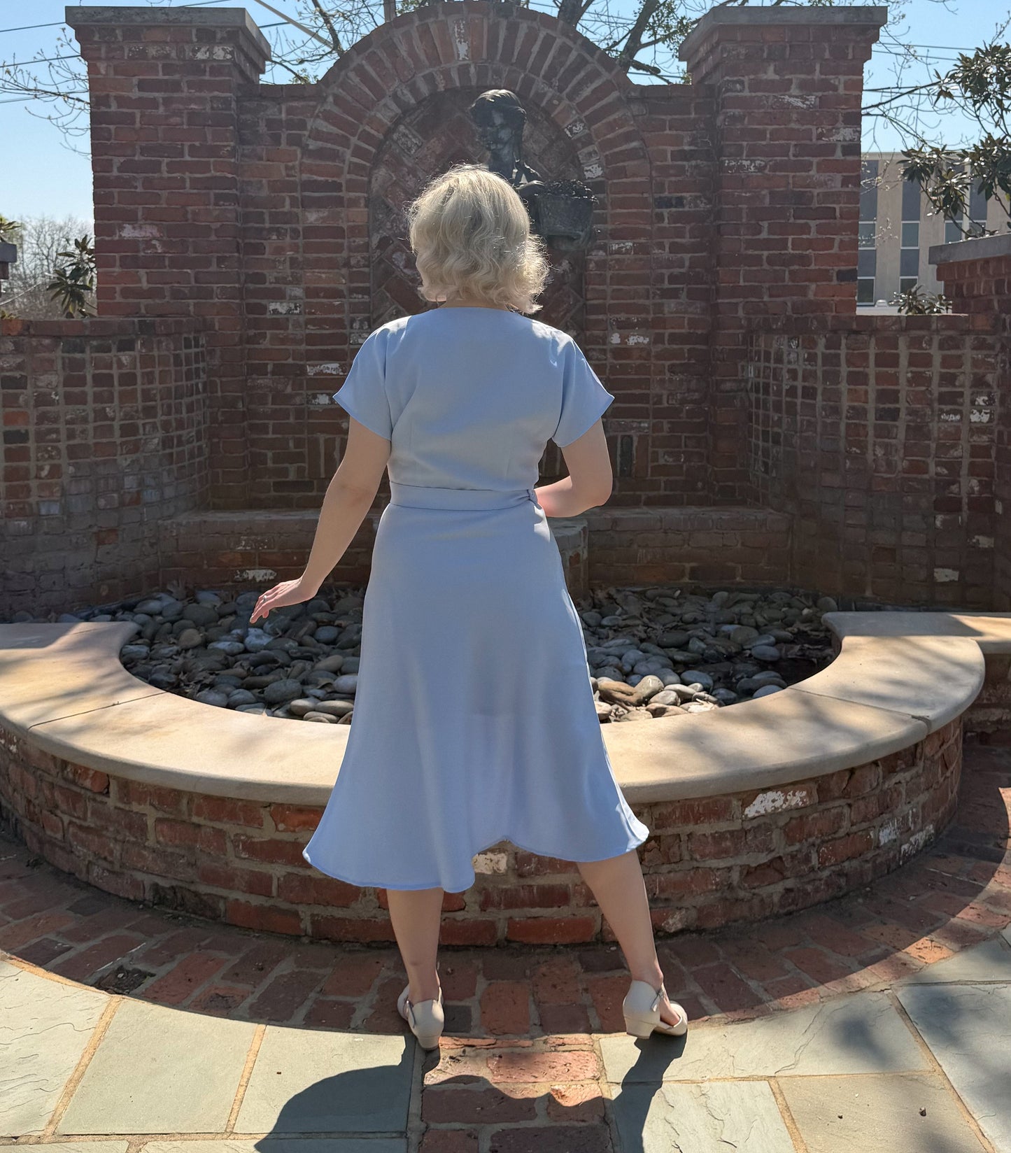 1940s Sawtooth Color Block Dress - Pink/Blue