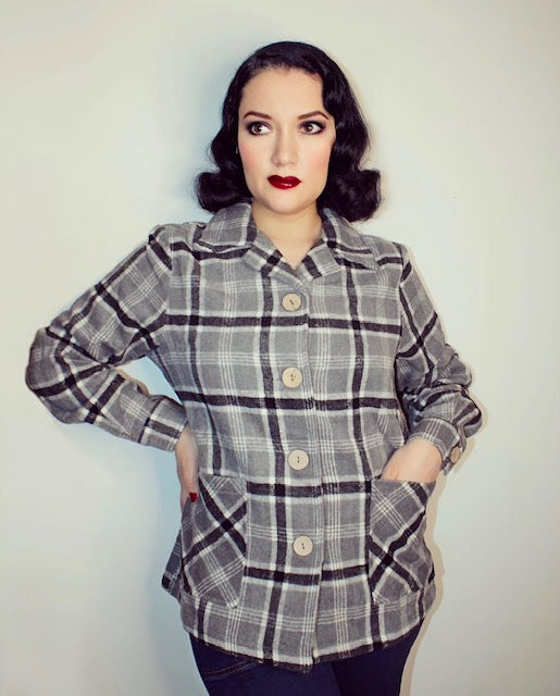 1940's Button Down Jacket-Black/Grey