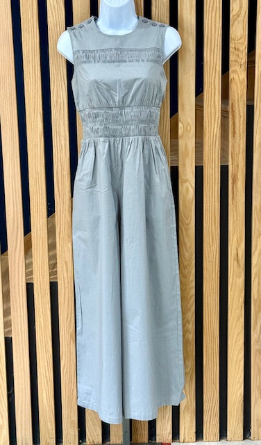 1930s Deco Beach Pyjama Jumpsuit- Stone Grey