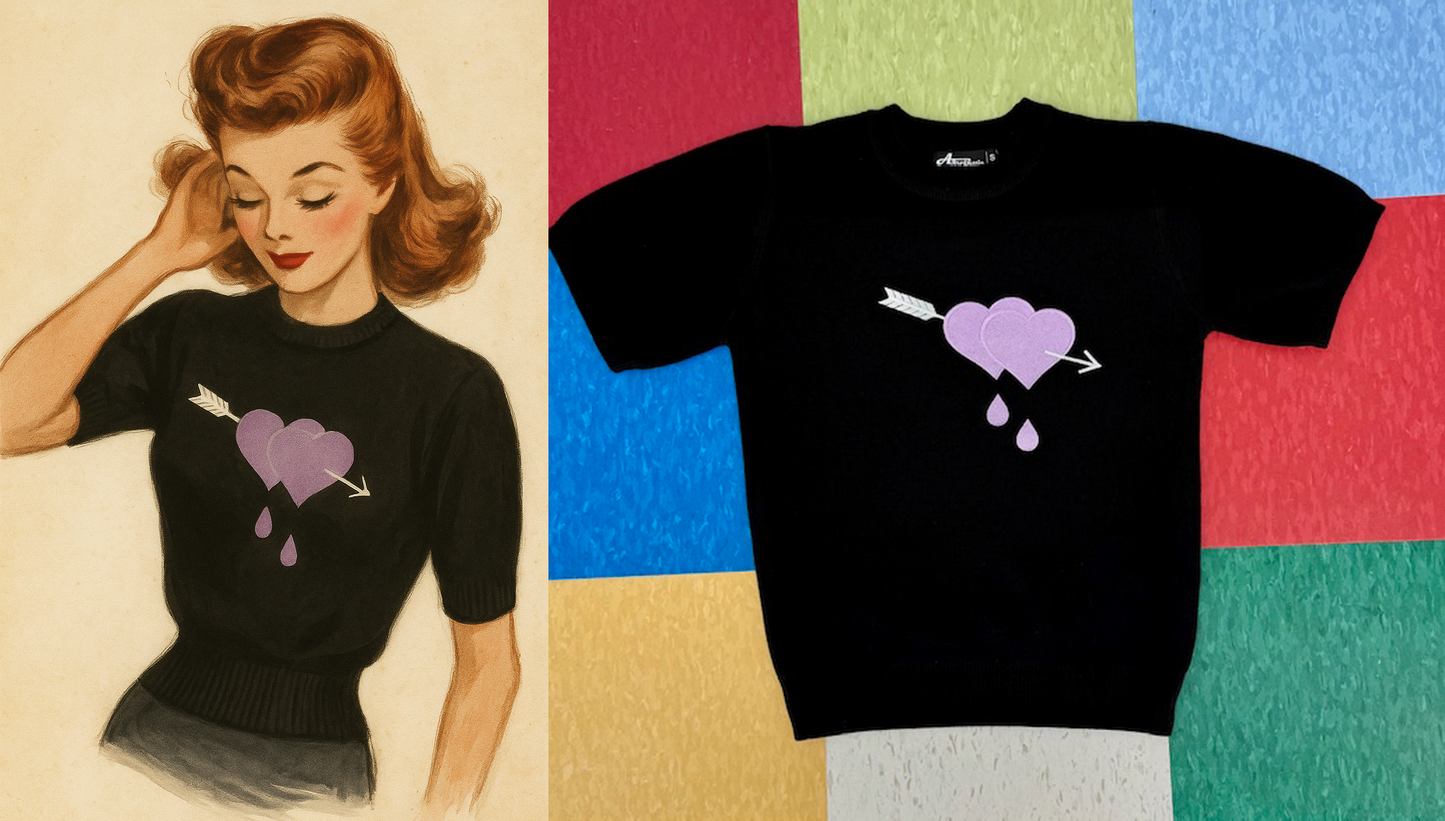 Bleeding Heart Lavender Sweater  - Black