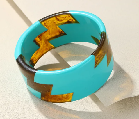 Audrey Turquoise and Tortoise Lightning Bolt Cuff