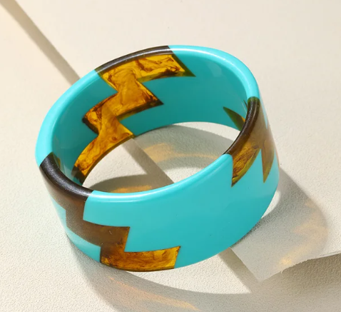 Audrey Turquoise and Tortoise Lightning Bolt Cuff