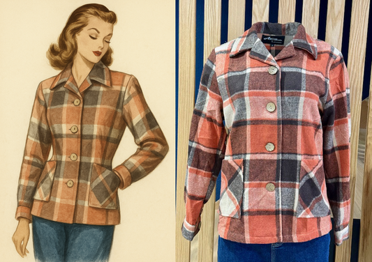 1940's Button Down Jacket-Orange/Tan