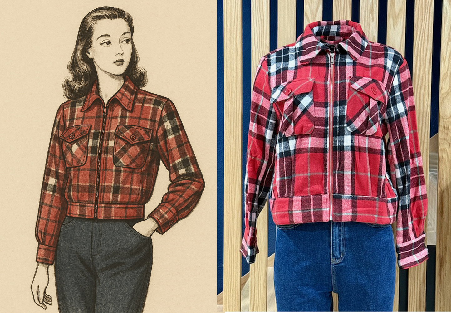 1950s Ricky Jacket - Red/Black