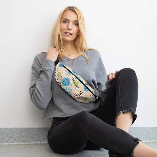 MCM Retro Space Starburst Cream Fanny Pack