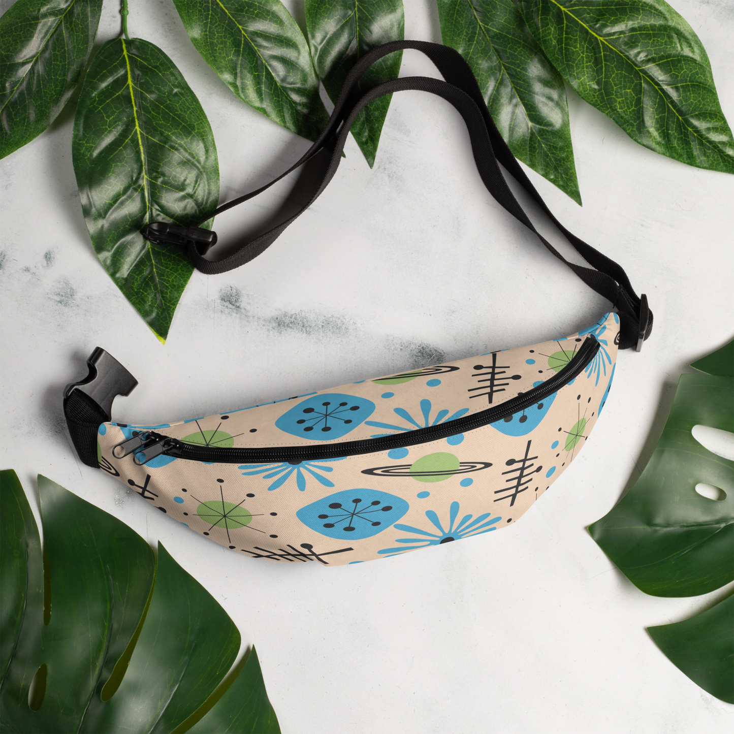 MCM Retro Space Starburst Cream Fanny Pack