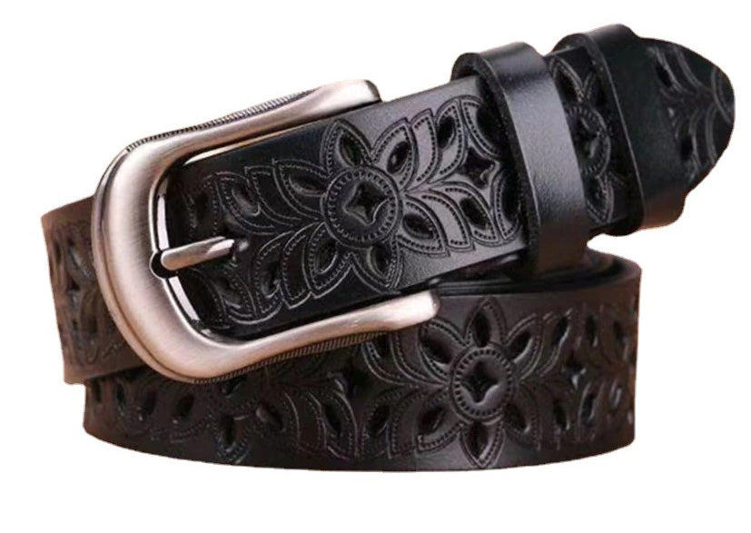 Vintage Inspired Flower Belt - Black