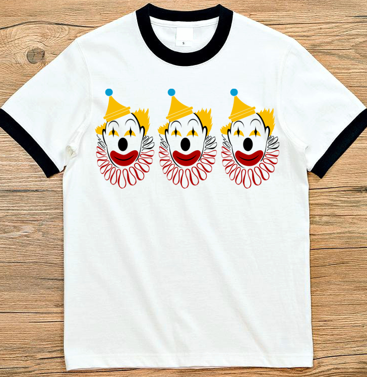 Retro Clown Black and White Ringer T-Shirt