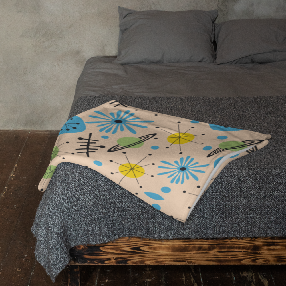 MCM Retro Space Starburst Cream Throw Blanket