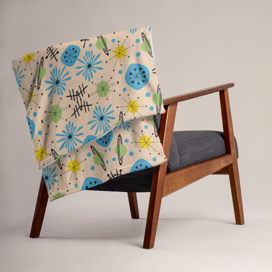 MCM Retro Space Starburst Cream Throw Blanket