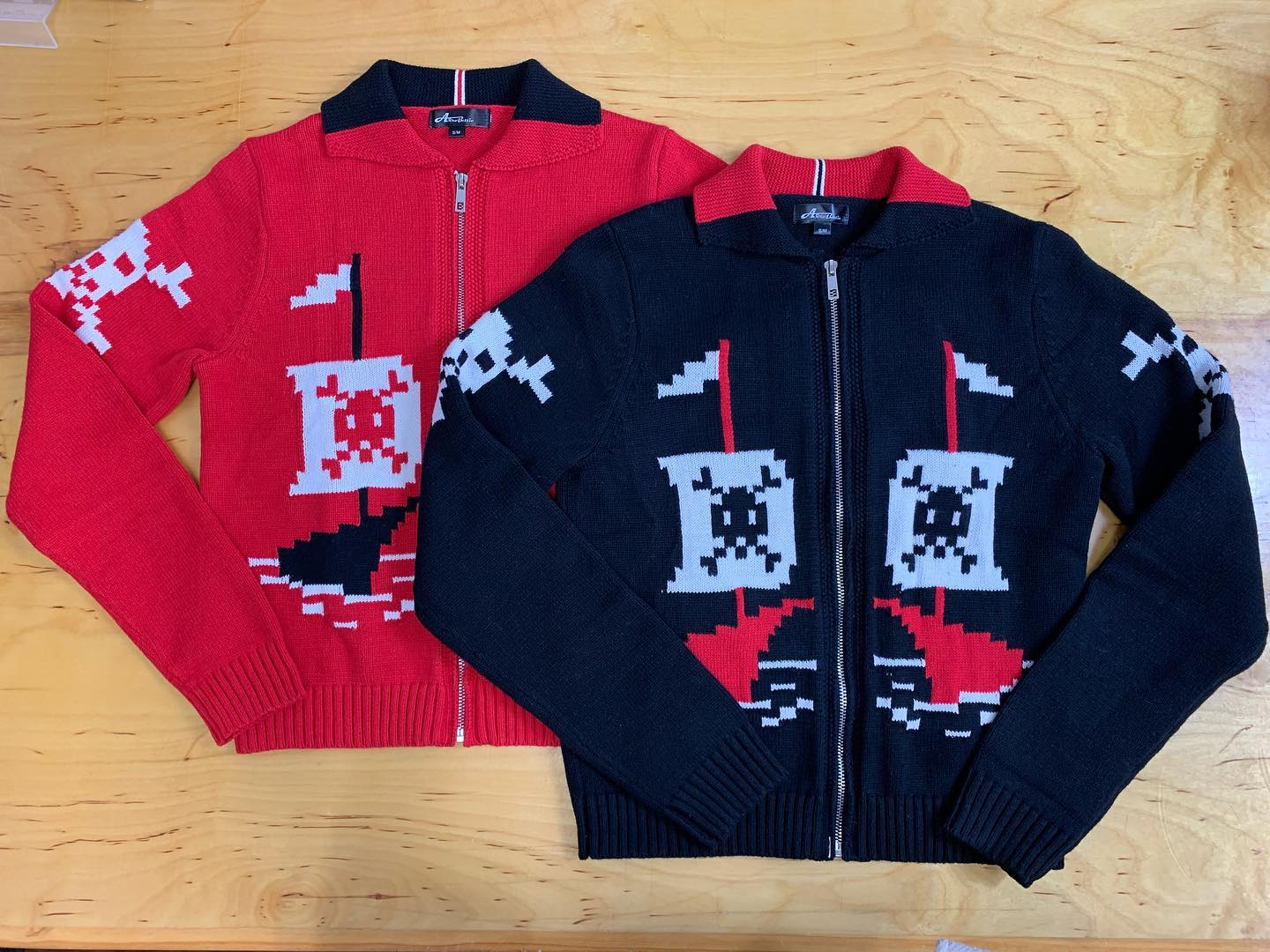 AHOY 1950's Pirate and Skulls Sweater-Black