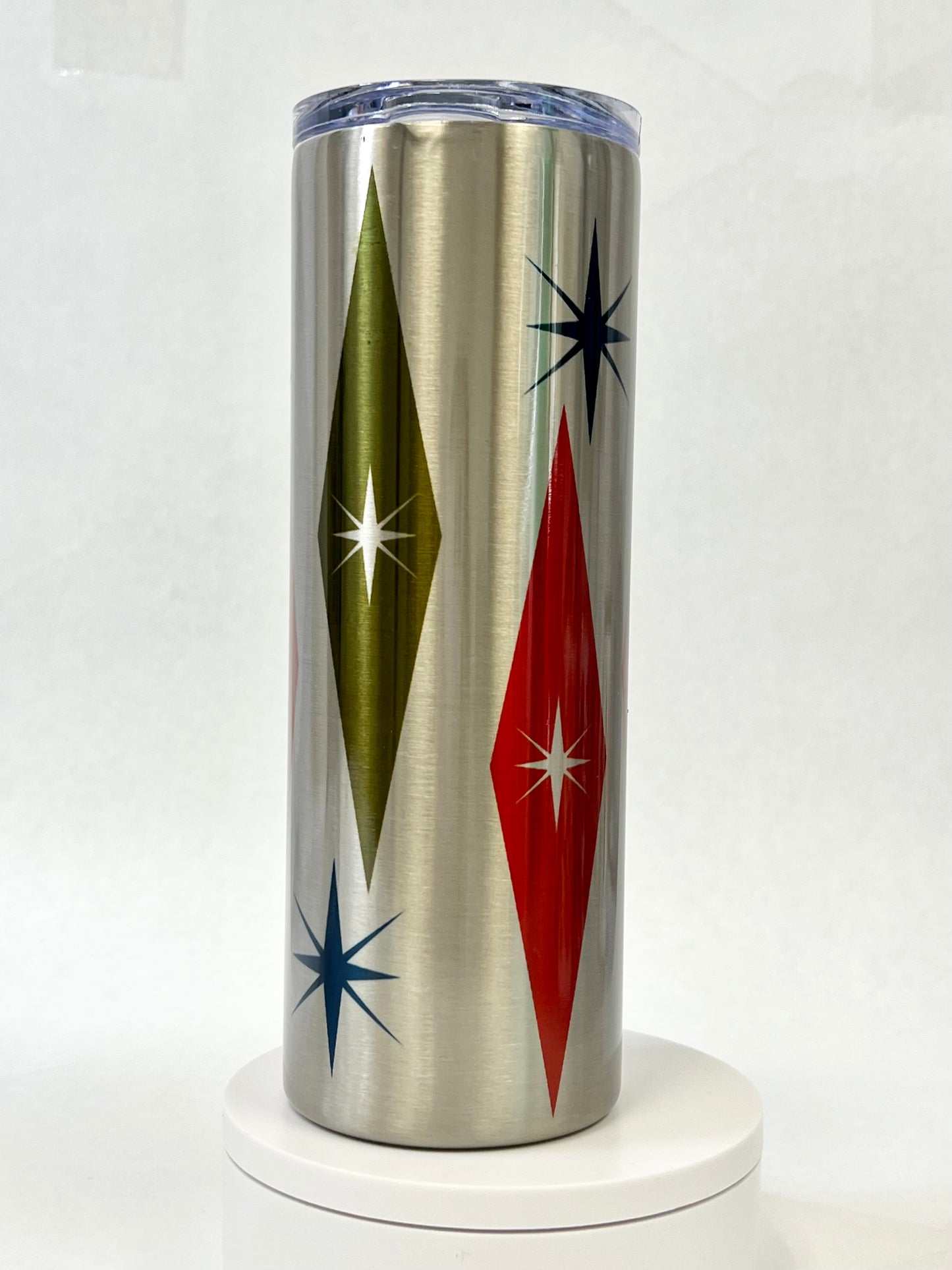 Mid-Century Modern Multi-Colored Starburst Stainless Steel Tumbler