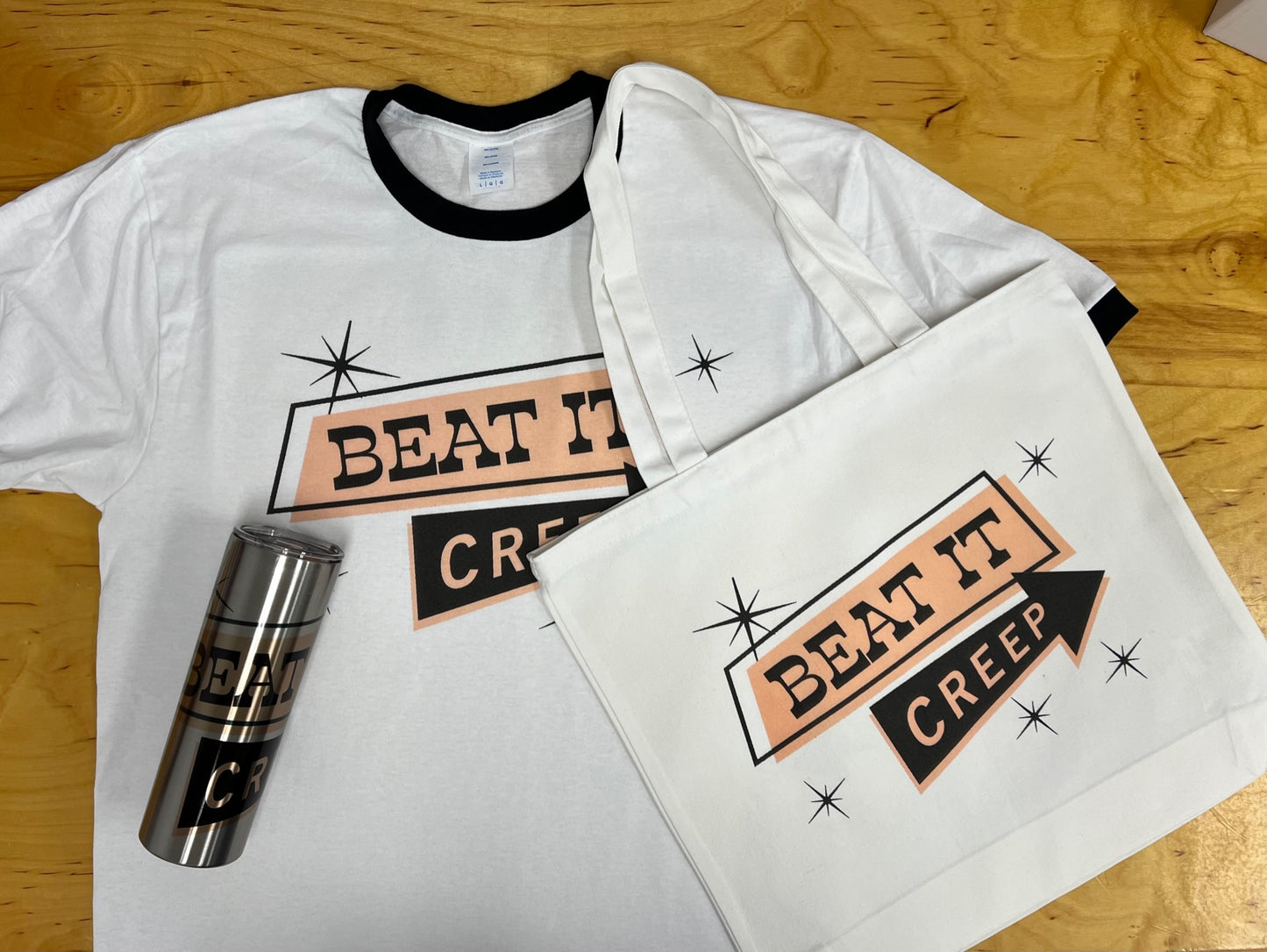 Beat It Creep Black and White Ringer T-Shirt
