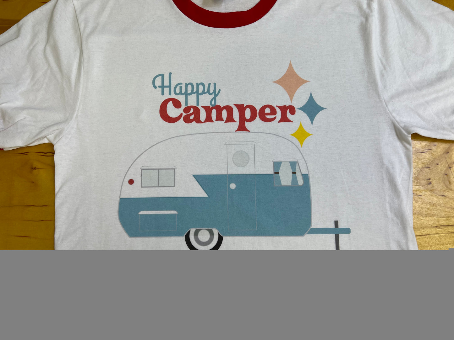 Happy Camper Red and White Ringer T-Shirt