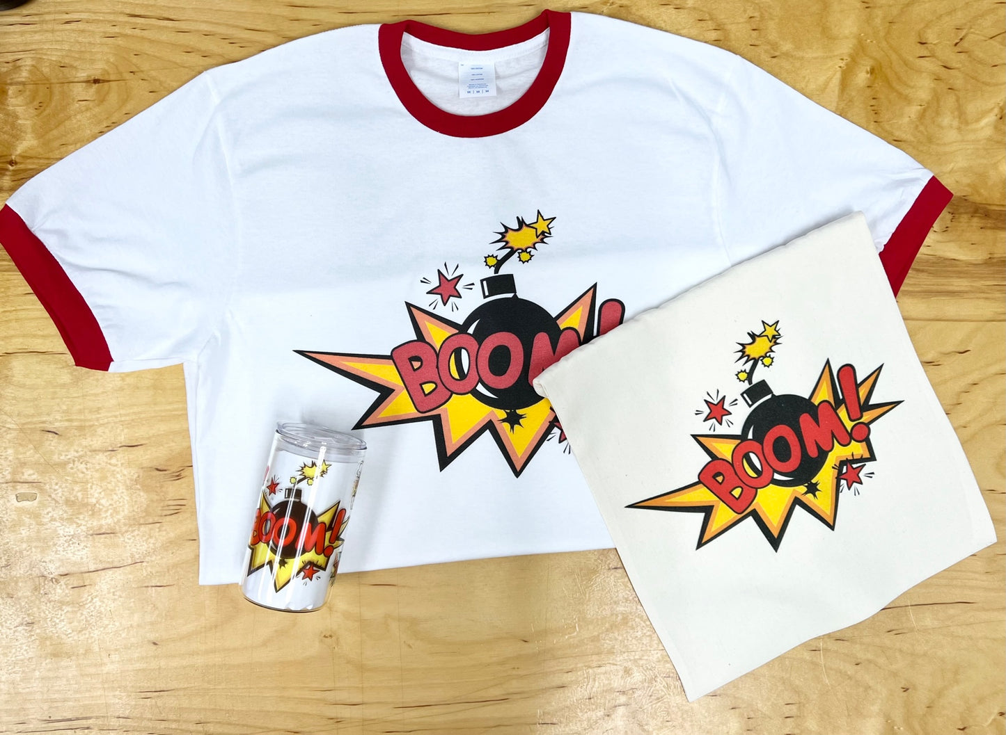 BOOM Goes The Dynamite Red and White Ringer T-Shirt