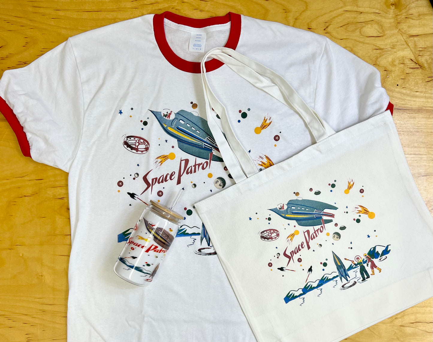 Space Patrol Red and White Ringer T-Shirt