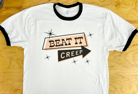 Beat It Creep Black and White Ringer T-Shirt