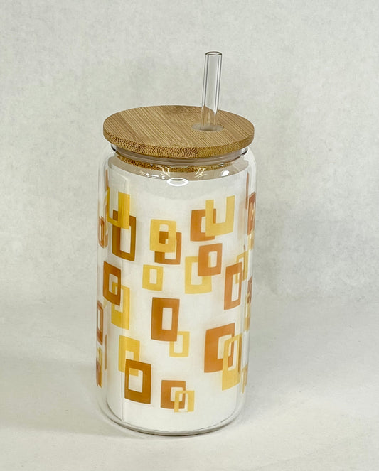 Brown Mod Glass with Bamboo Lid and Straw