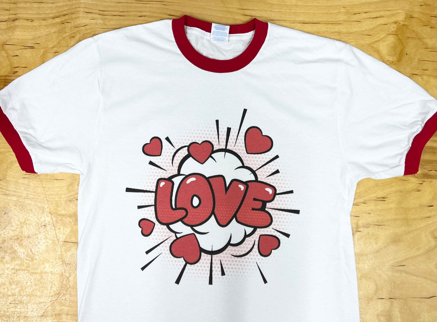 LOVE Pop Art Red and White Ringer T-Shirt