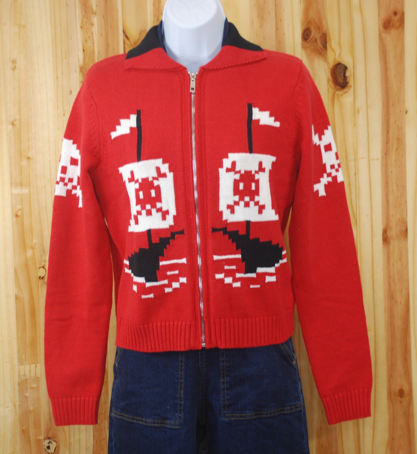 AHOY 1950's Pirate and Skulls Sweater-Red