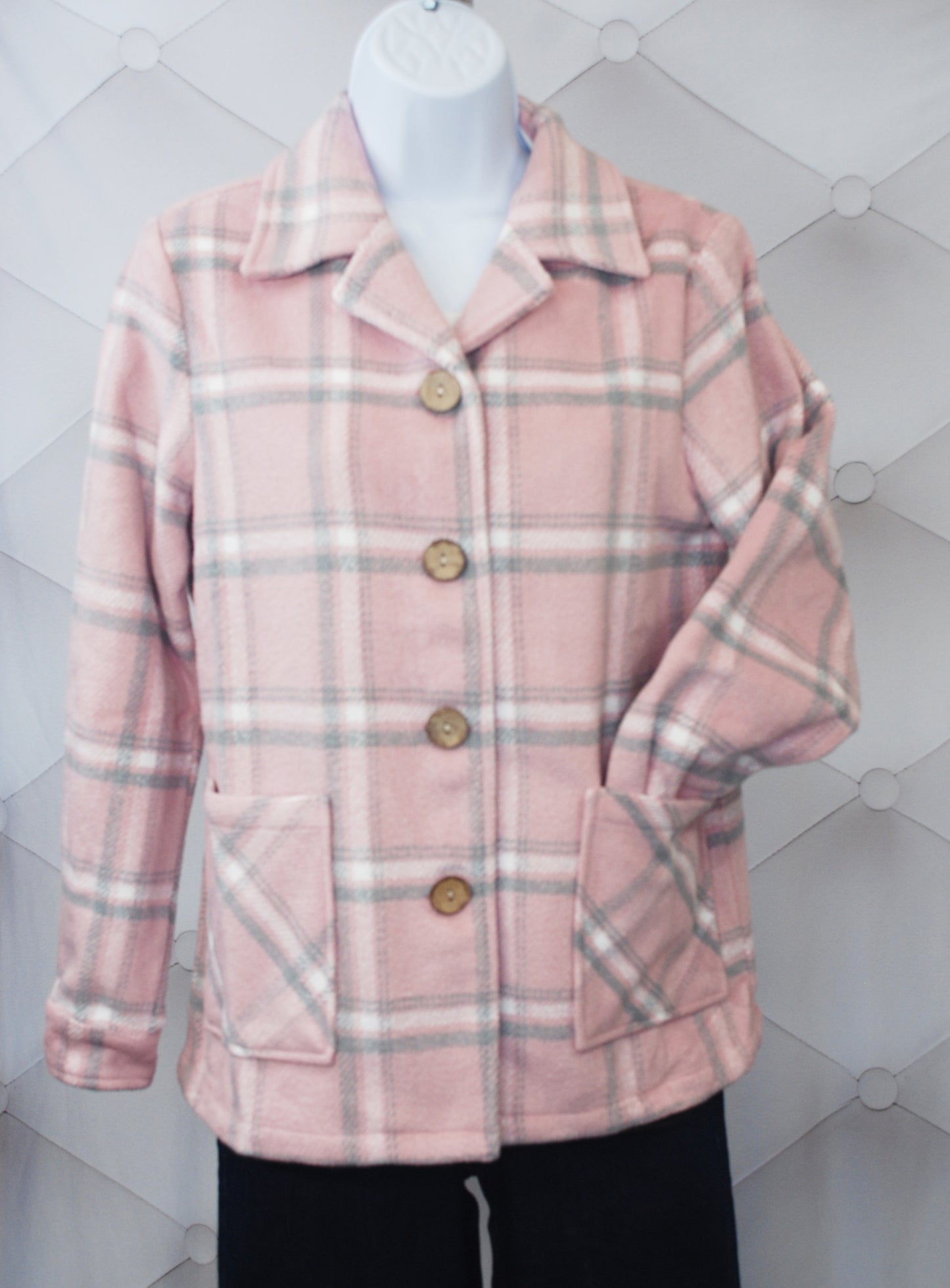 1940's Button Down Jacket-Pink/Silver