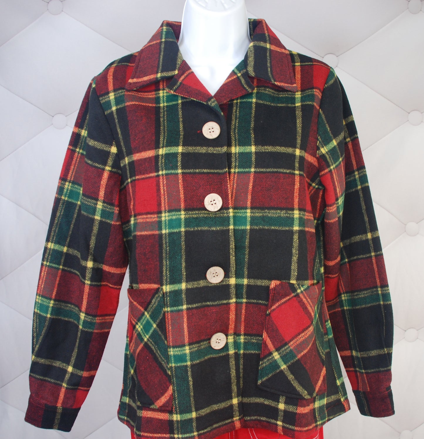 1940's Button Down Jacket-Green/Red