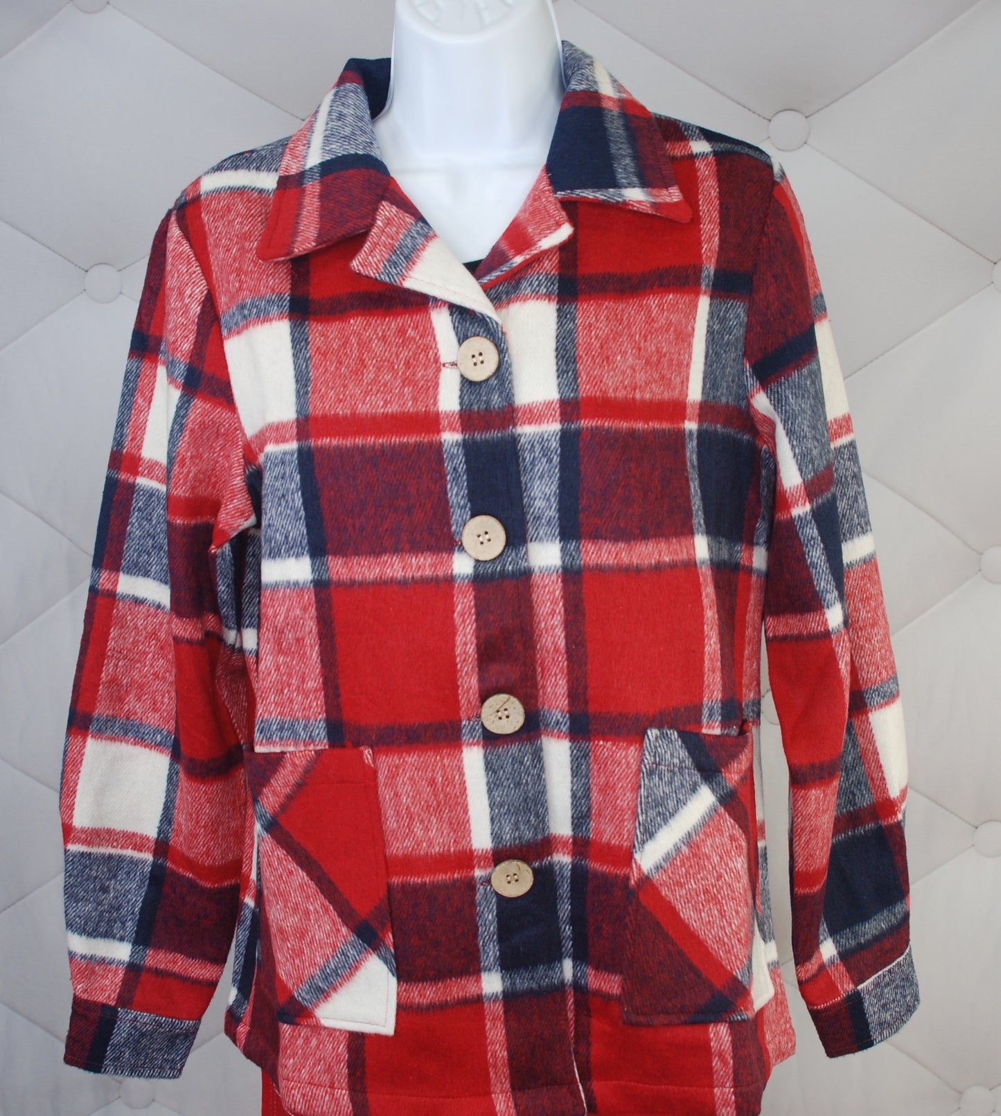 1940's Button Down Jacket-Red/Blue