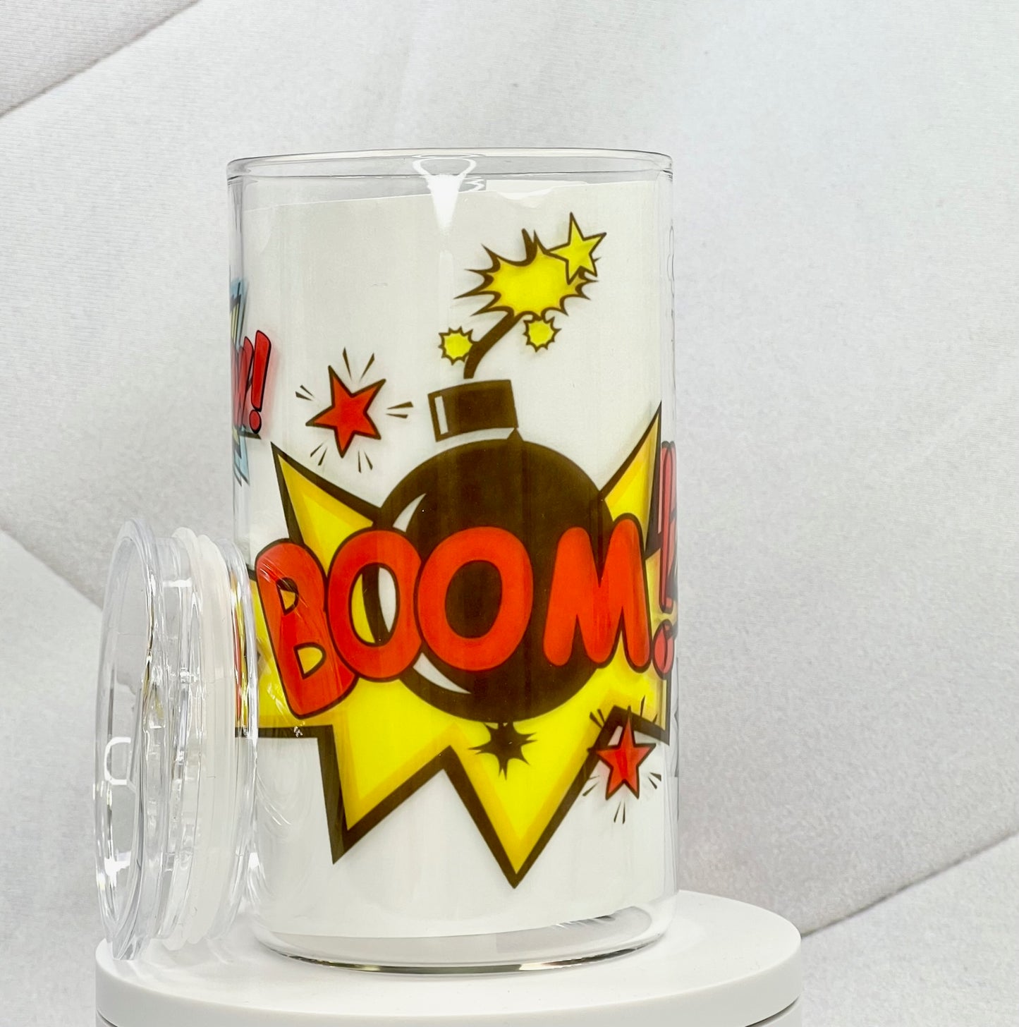 BOOM Goes the Dynamite Glass with Drinking Lid and Straw