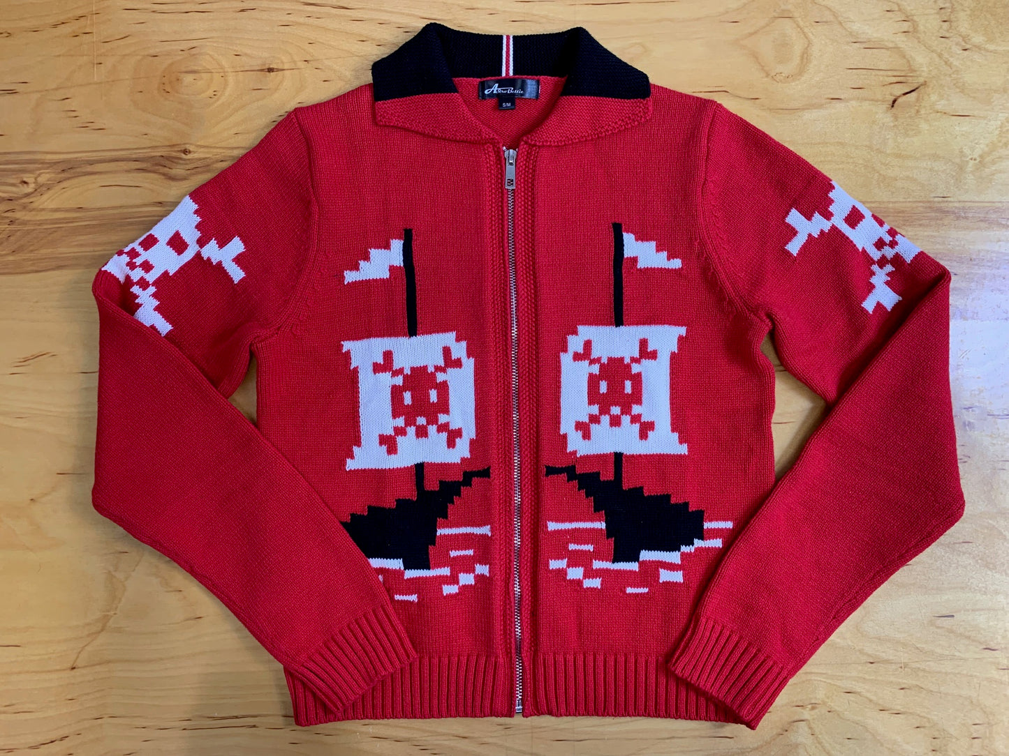 AHOY 1950's Pirate and Skulls Sweater-Red