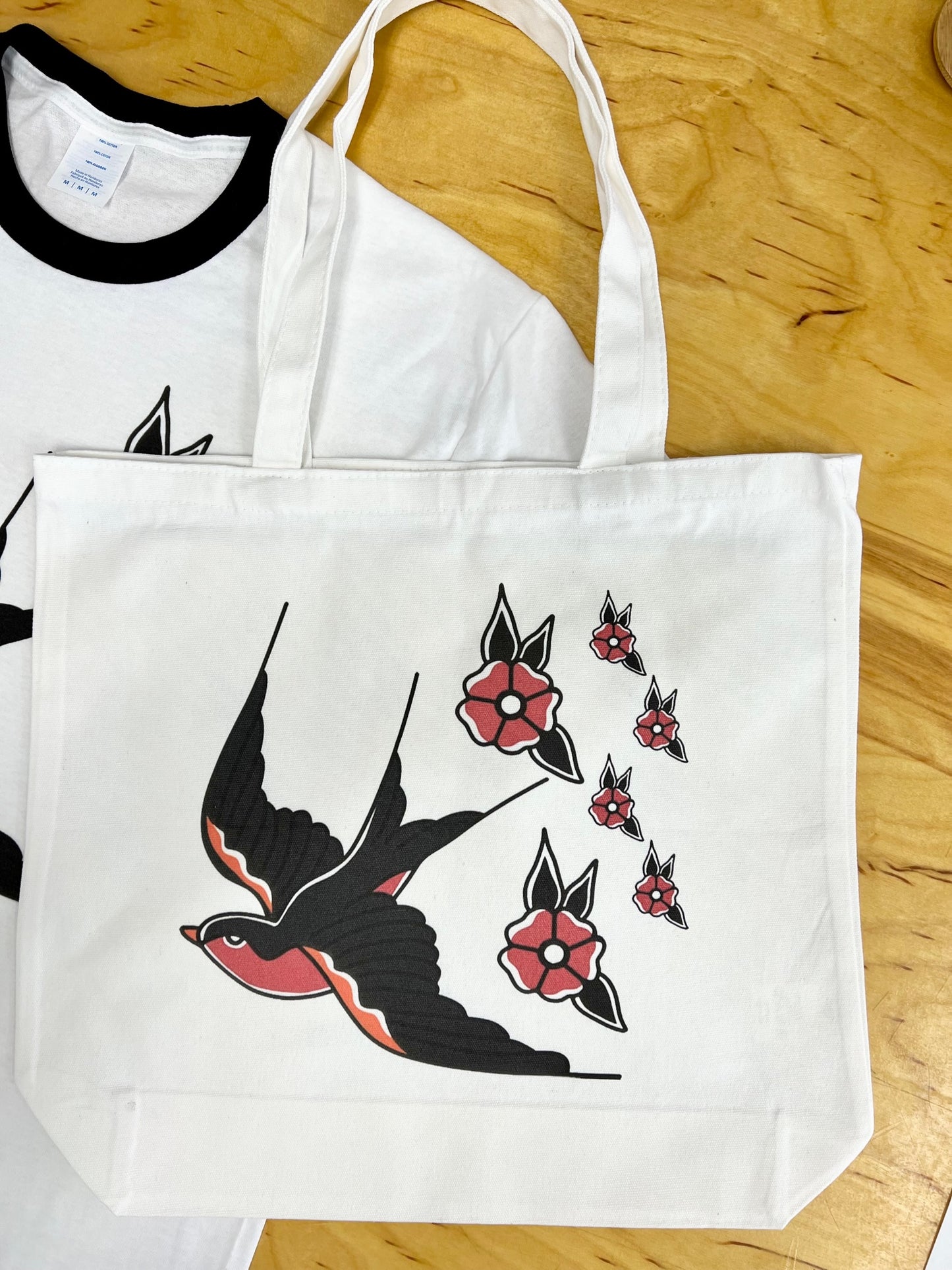 Traditional Sparrows and Flowers Carry-All Tote