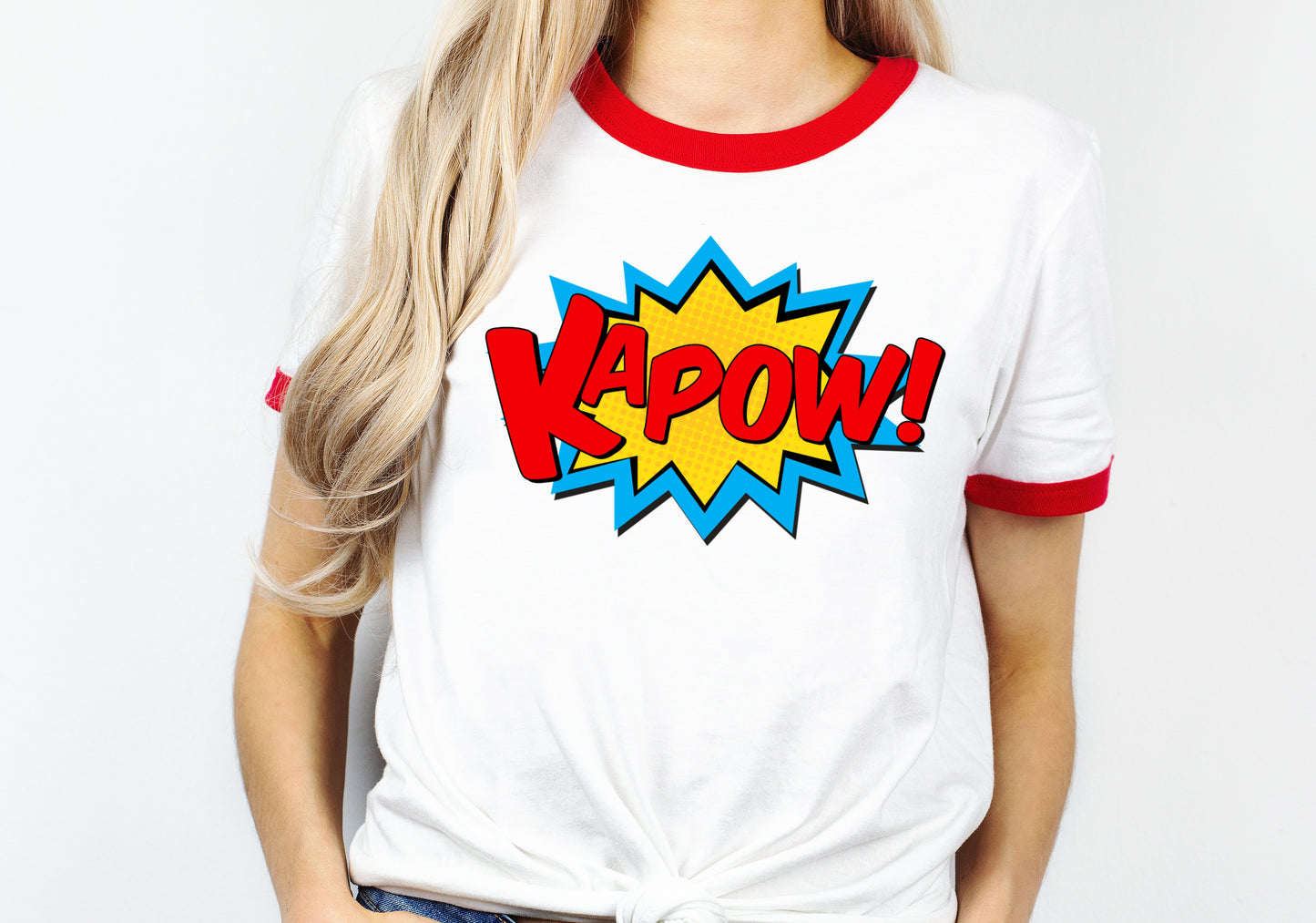 KAPOW Red and White Ringer T-Shirt