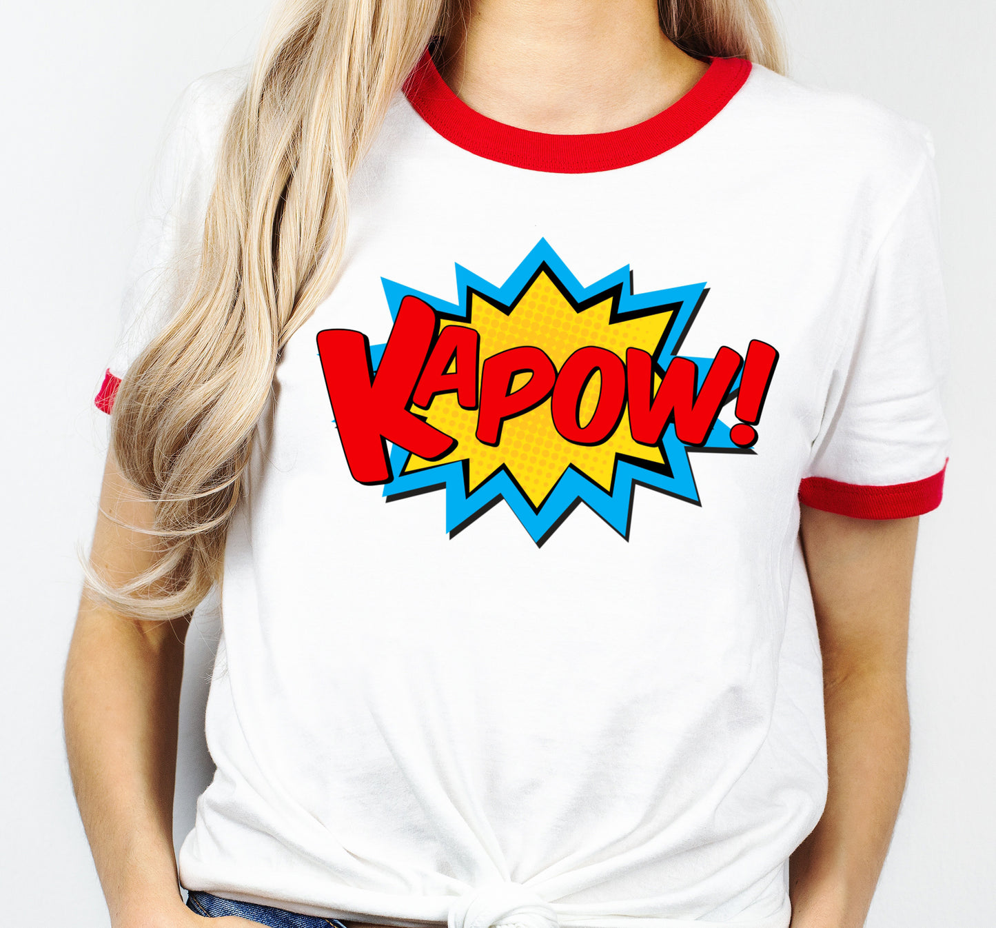 KAPOW Red and White Ringer T-Shirt