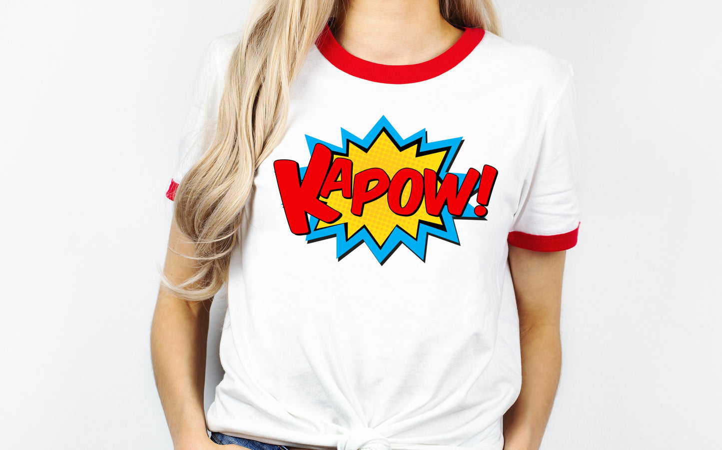 KAPOW Red and White Ringer T-Shirt