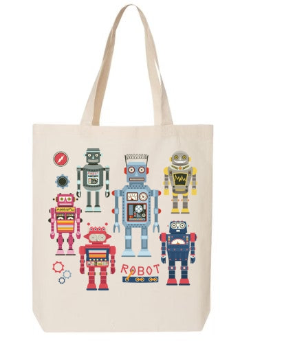 Retro Robots Carry-All Tote