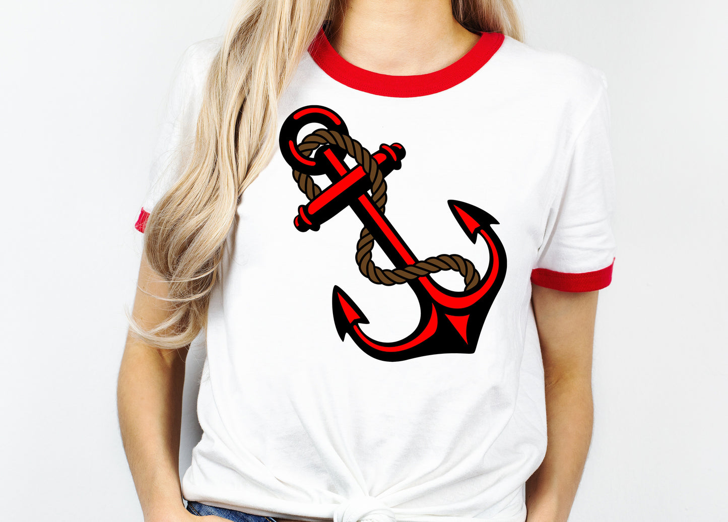 Anchors Away! Red and White Ringer T-Shirt