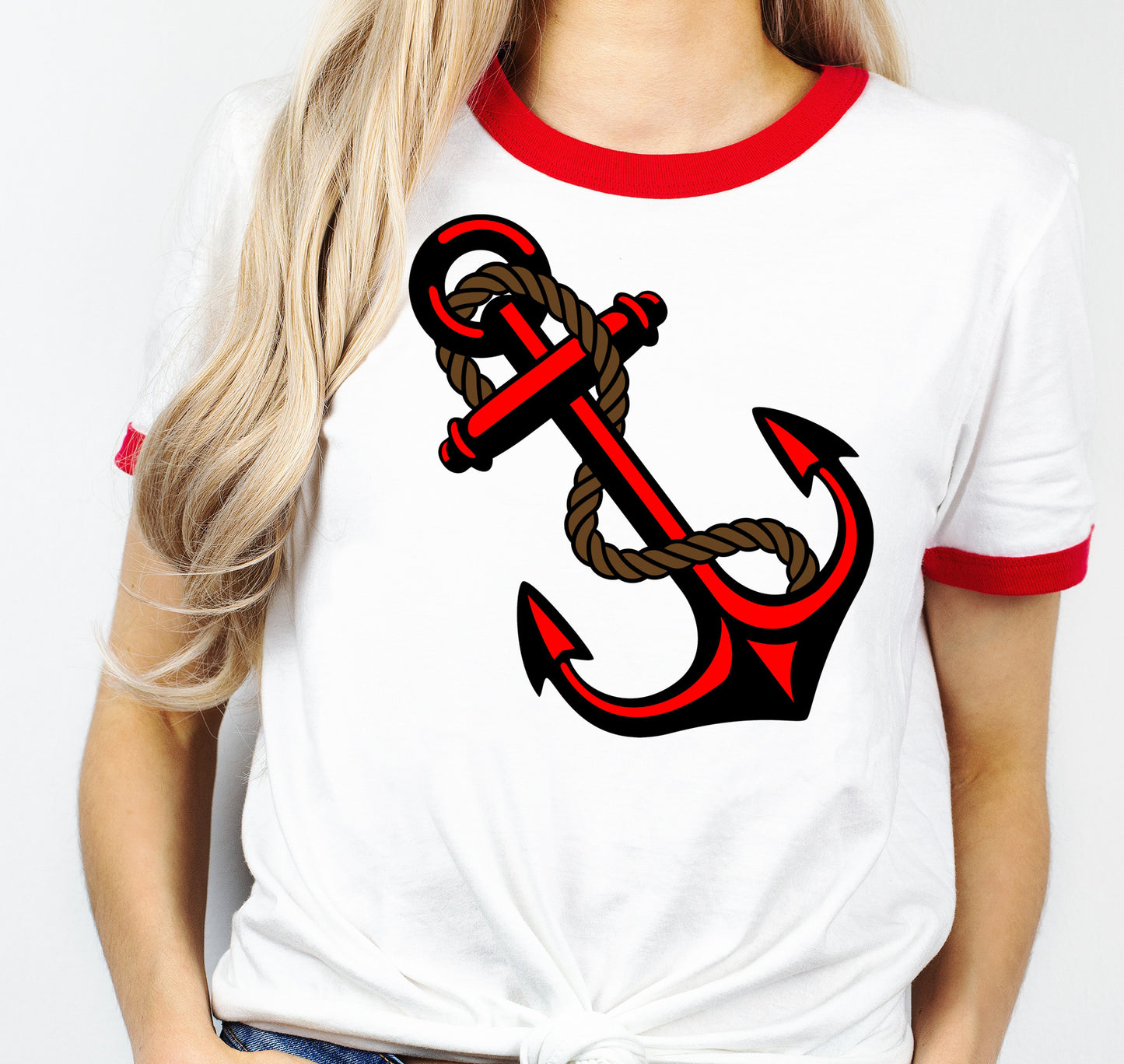Anchors Away! Red and White Ringer T-Shirt