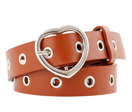 Vintage Inspired Heart Shaped Belt - Brown